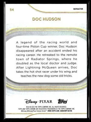 🌟 Doc Hudson, 2025 Topps Chrome Disney Refractor #54 🌟 - Non-Sports Card Single