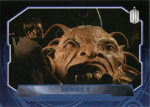 Grotesque alien creature with tentacles on Doctor Who 2015 Blue Foil Parallel Card