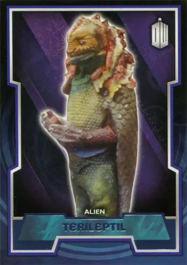 Reptilian-looking alien with scaly skin in Doctor Who 2015 Purple Foil Parallel Card