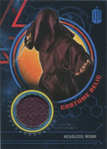 Hooded figure in dark robe with circular design for Headless Monk trading card
