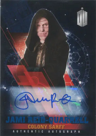 Autographed trading card of Colony Sarff by Jami Reid-Quarrell on space background