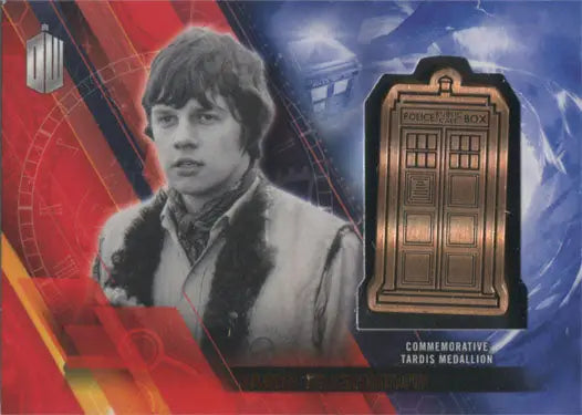 Commemorative trading card featuring Jamie McCrimmon and Tardis medallion design