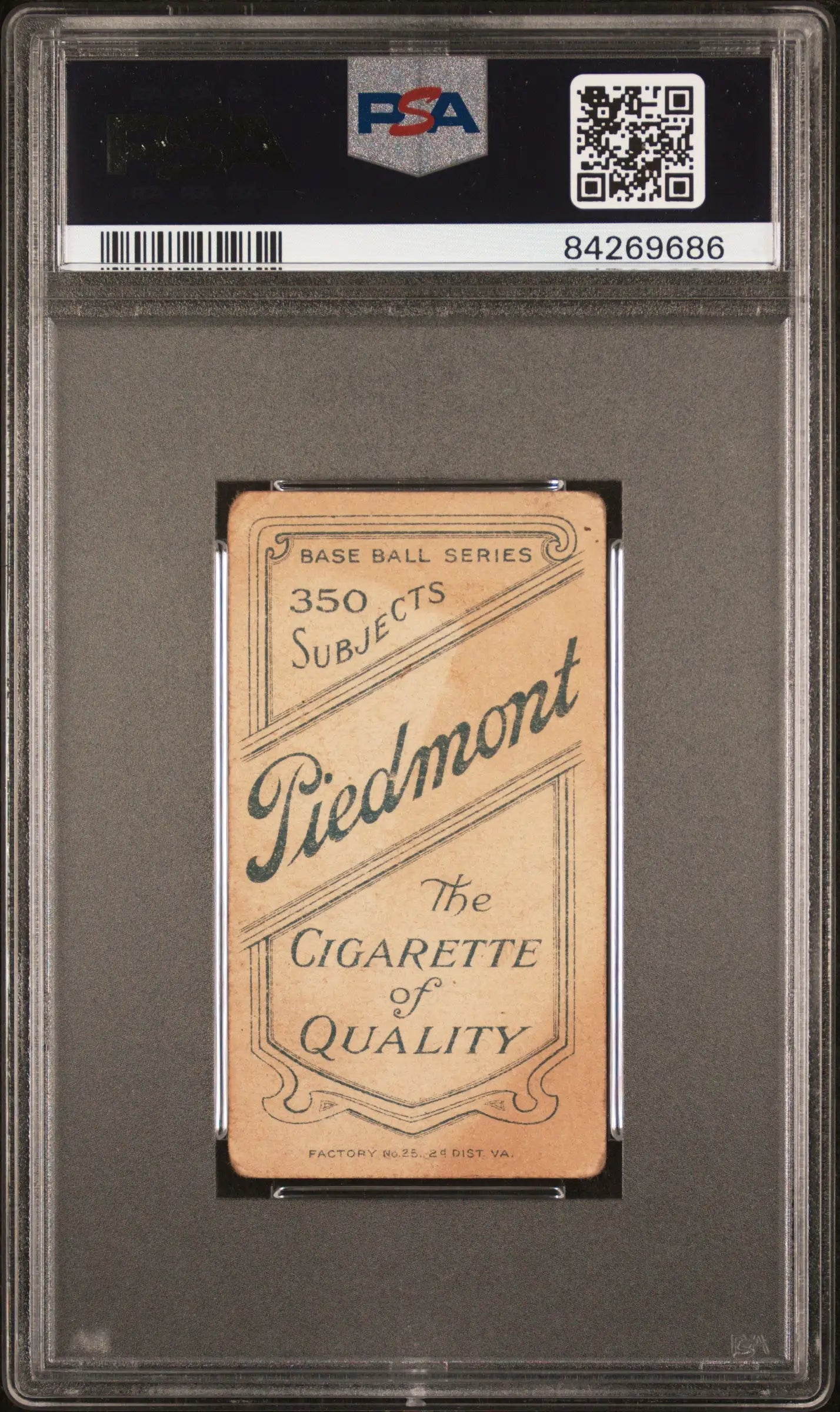 Dode Paskert 1909-11 T206 Piedmont 350 trading card in PSA grading case