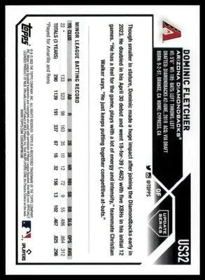Dominic Fletcher Rookie 2023 Topps Update #US32 Arizona Diamondbacks - Baseball Card Single