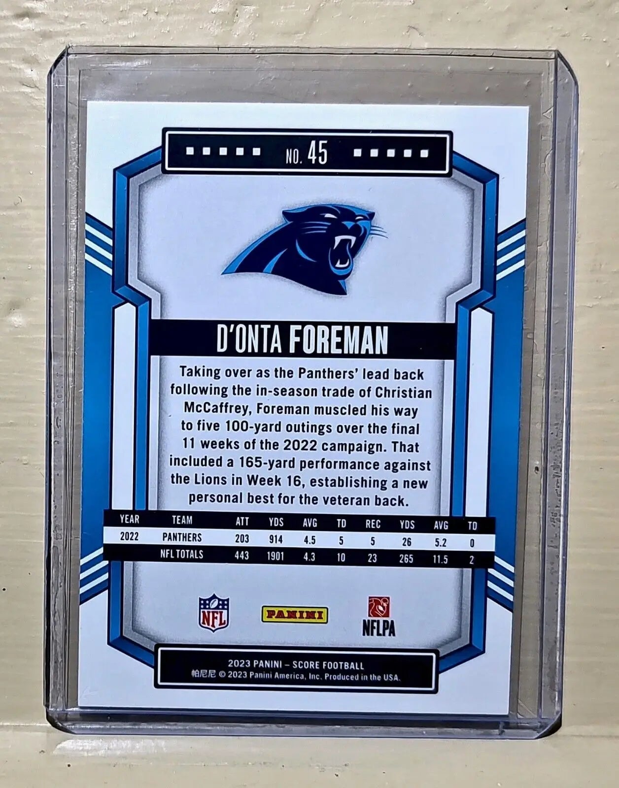 D’Onta Foreman 2023 Panini NFL #45 Score Football Card Carolina Panthers - Football Card Single