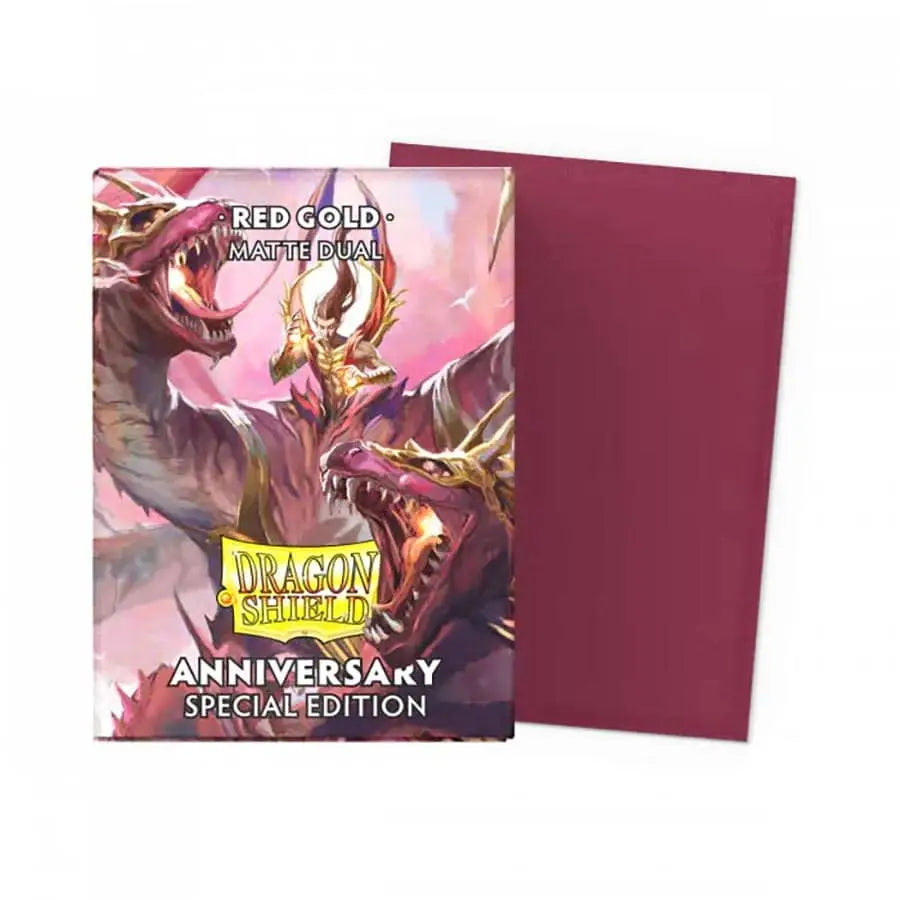 Dragon Shield Matte Dual Sleeve - Pomegranate-Gold 100ct - Gaming Supplies - Card Sleeves