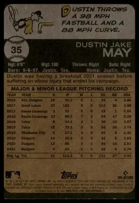 Dustin May 2022 Topps Heritage #35 Los Angeles Dodgers - Baseball Card Single