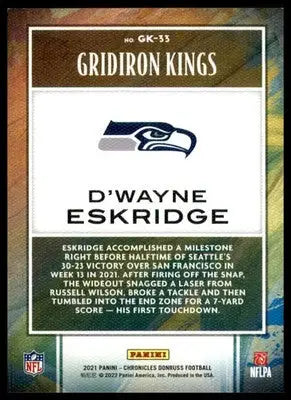 D’Wayne Eskridge 2021 Panini Chronicles Gridiron Kings Pink #GK-33 Seattle - Football Card Single
