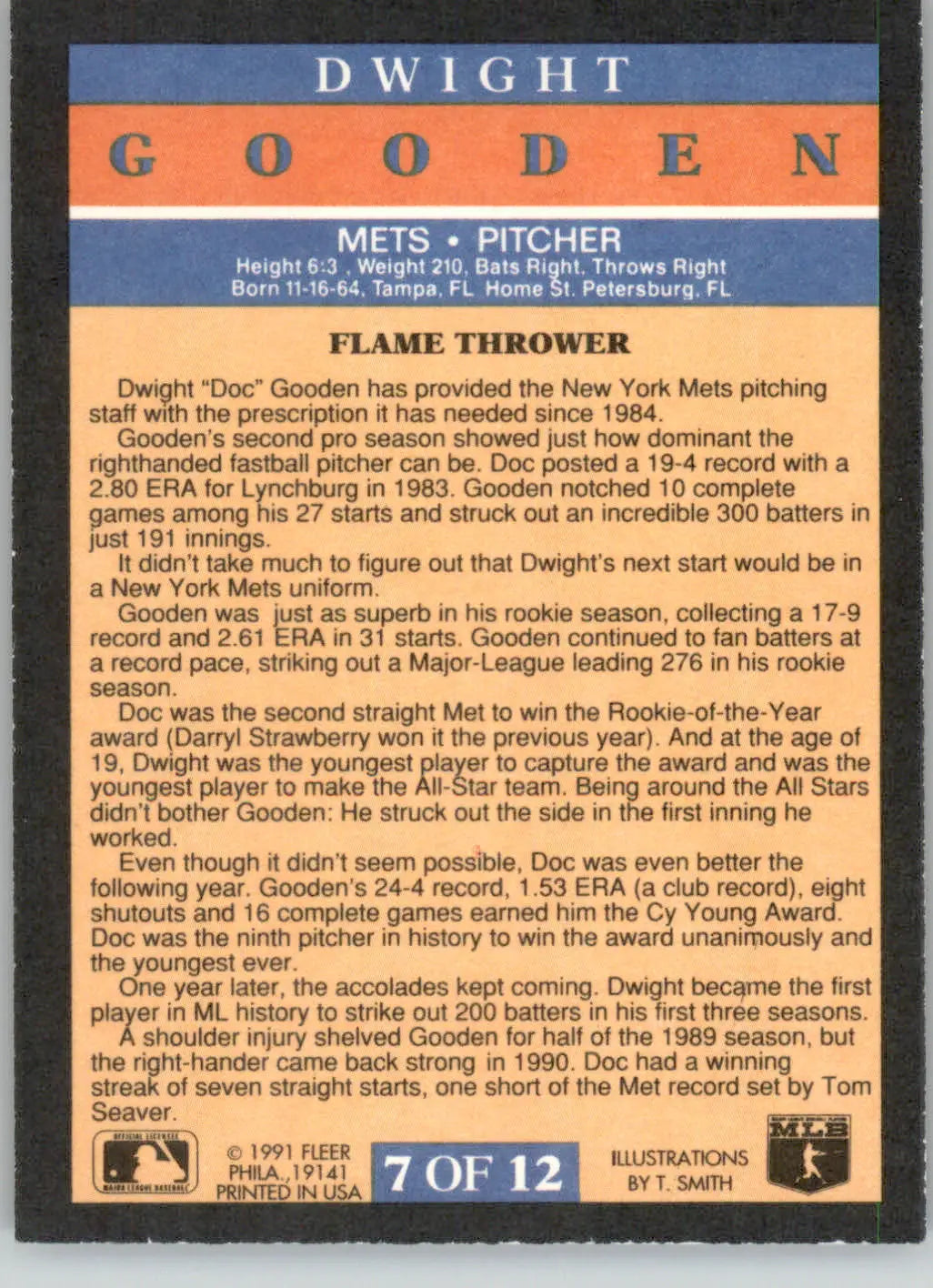 Dwight Gooden - 1991 Fleer - #7 - Pro-Visions Baseball - Baseball Card Single