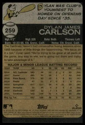 Dylan Carlson 2022 Topps Heritage #259 St. Louis Cardinals - Baseball Card Single