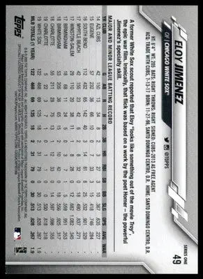 Eloy Jimenez 2020 Topps #49 Chicago White Sox - Baseball Card Single