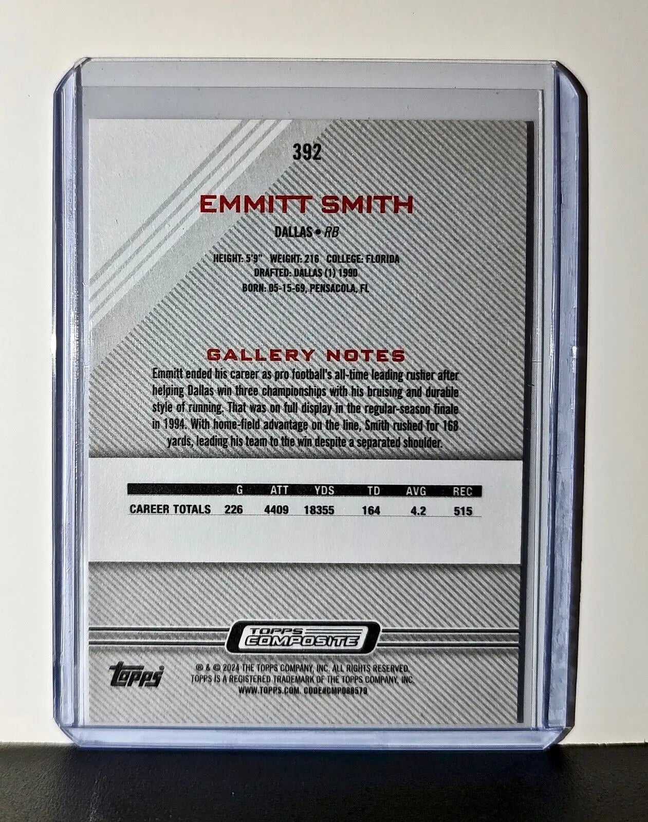 Emmitt Smith 2023 Topps Gallery NFL #392 Card Dallas Cowboys - Football Card Single