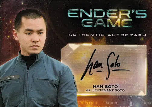 Autographed trading card of Han Soto as Lieutenant Soto in Ender’s Game movie