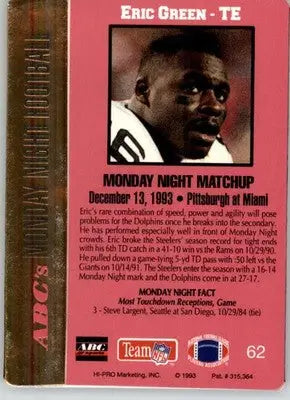 Eric Green - 1993 Action Packed Monday Night Football - #62 - Football - Football Card Single