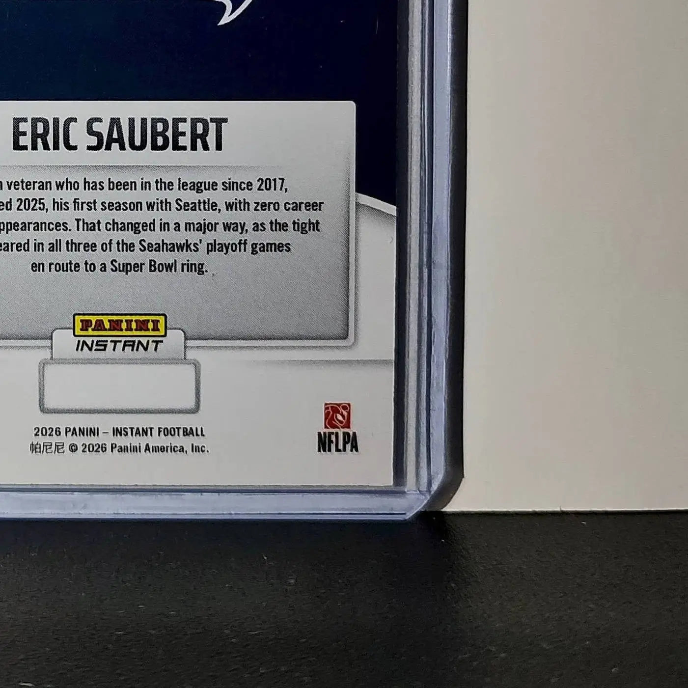 Eric Saubert 2026 Panini NFL Super Bowl LIX Champions #10 Card Seattle Seahawks - Football Card Single