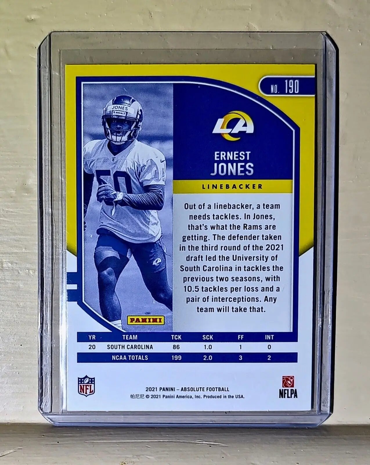 Ernest Jones 2021 Panini NFL Absolute Football #190 Rookie Card Chargers - Football Card Single