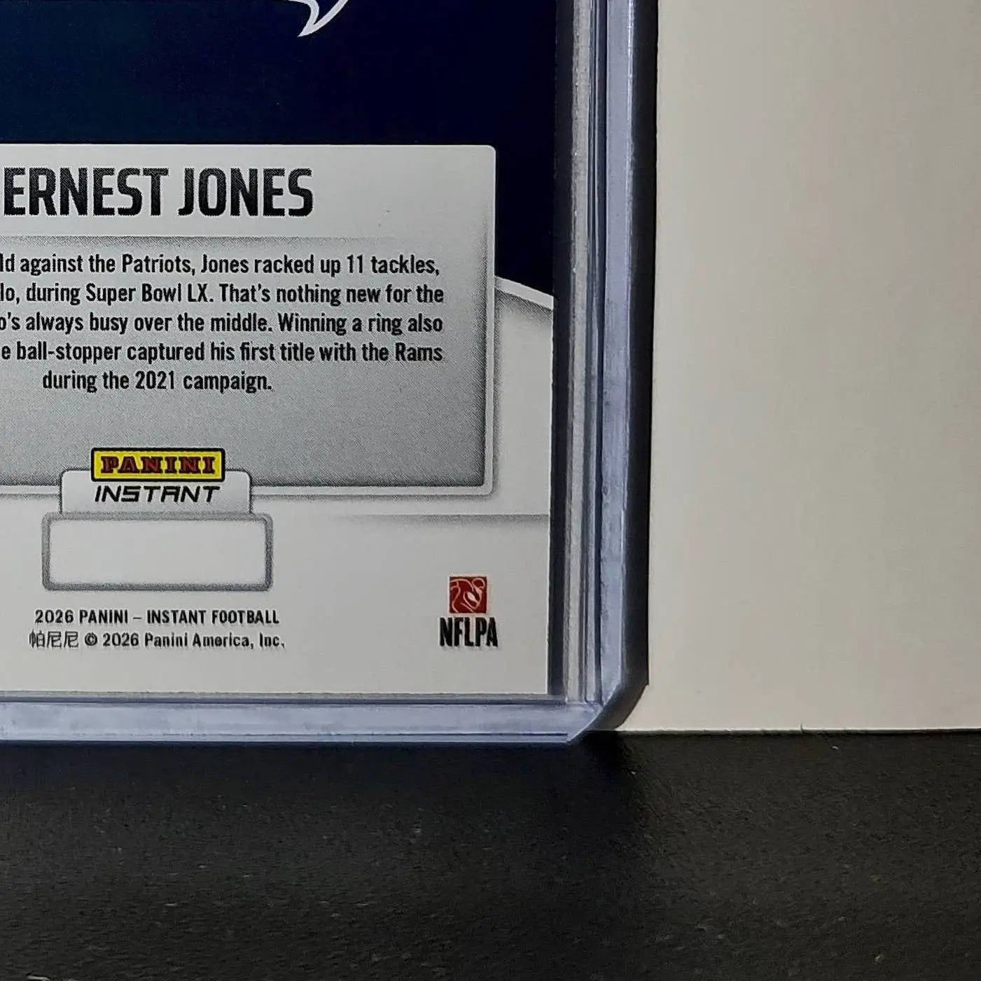 Ernest Jones 2026 Panini NFL Super Bowl LIX Champions #20 Card Seattle Seahawks - Football Card Single
