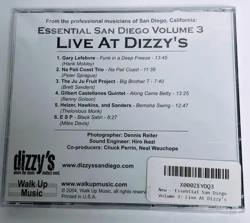 Jazz music CD from Essential San Diego Volume 3 Live At Dizzy’s
