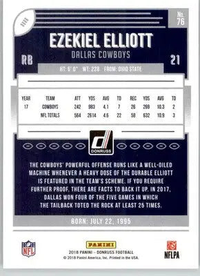 Ezekiel Elliott - 2018 Donruss - #76 - Football - Football Card Single