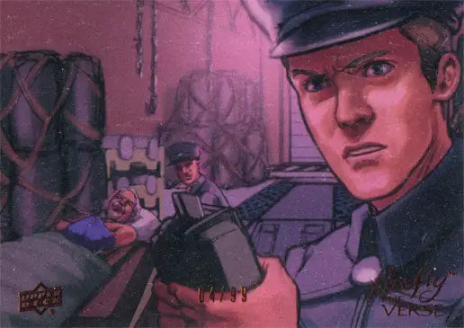 Man in a cap holding a gun with serious expression on Firefly Leather Parallel trading card