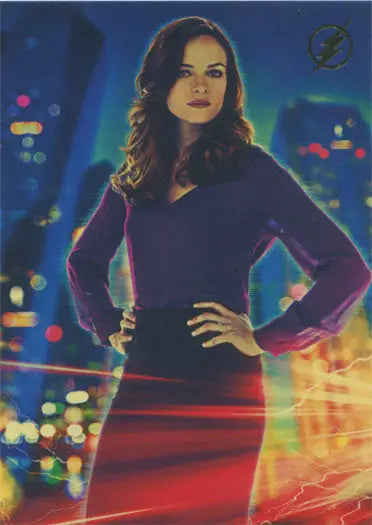 Confident woman in purple top and red skirt featured on Flash Season 1 Parallel Chase Card