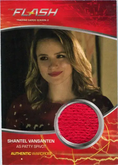 Trading card featuring Shantel VanSanten as Patty Spivot with red fabric swatch