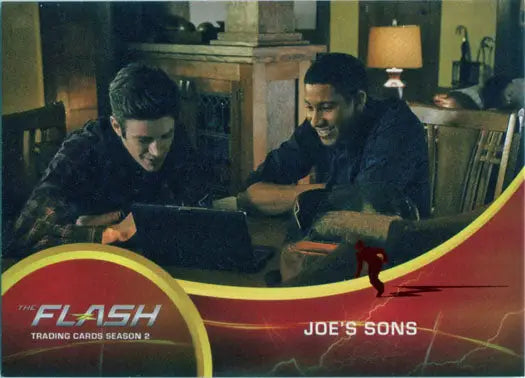 Two young men enjoying the Flash Season 2 Scarlet Speedster Deco Red Foil Variant Card
