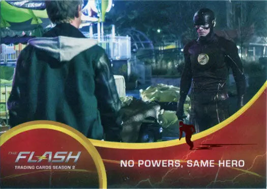Trading card depicting The Flash and a villain in Scarlet Speedster Deco Red Foil