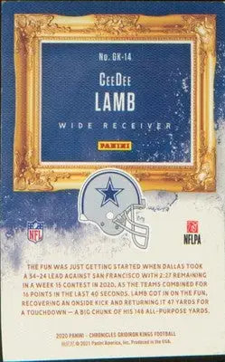 Football 2020 Panini Chronicles Gridiron Kings Green #GK-14 CeeDee Lamb - Football Card Single