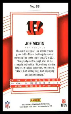 Football 2022 Donruss Elite Green #65 Joe Mixon - Football Card Single
