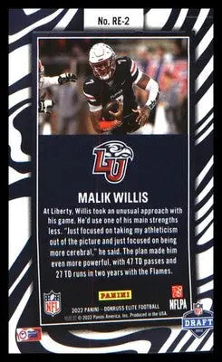 Football 2022 Donruss Elite Rookie Elitist #RE-2 Malik Willis - Football Card Single
