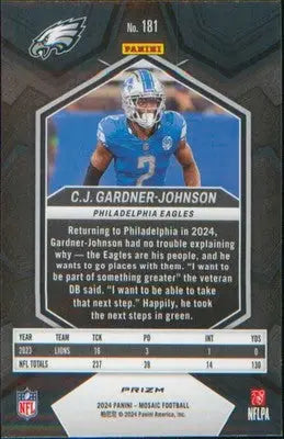 Football 2024 Panini Mosaic Mosaic #181 C.J. Gardner-Johnson - Football Card Single