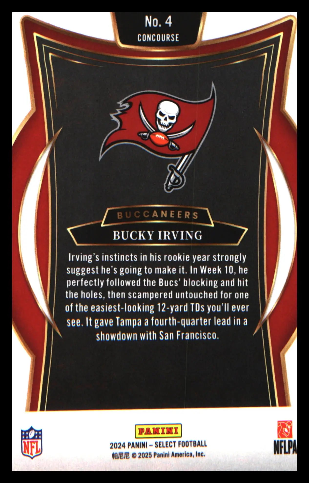 Football 2024 Panini Select #4 Bucky Irving Rookie Rookie - Football Card Single
