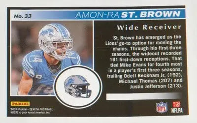 Football 2024 Panini Zenith Retail #33 Amon-Ra St. Brown - Football Card Single