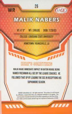 Football 2024 SAGE HIT Red #26 Malik Nabers - Football Card Single