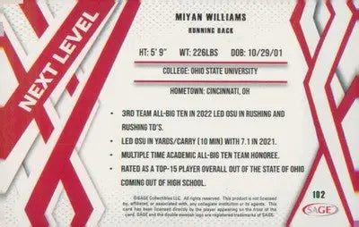 Football 2024 SAGE HIT Red #89 Trey Benson - Football Card Single