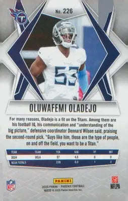 Football 2025 Panini Phoenix #226 Oluwafemi Oladejo RC RC - Football Card Single