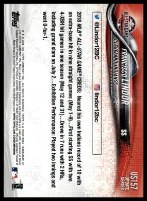 Francisco Lindor 2018 Topps Update #US157 Cleveland Indians - Baseball Card Single