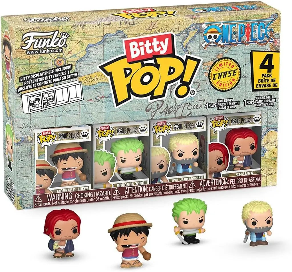 Funko Bitty Pop One Piece 4-pack with Monkey D Luffy, Roronoa Zoro, and Chase Bitty Pop characters