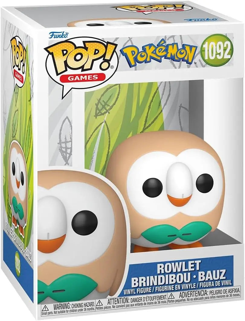 Funko POP! Games Rowlet Pokémon vinyl figure in original packaging for Pokemon fans