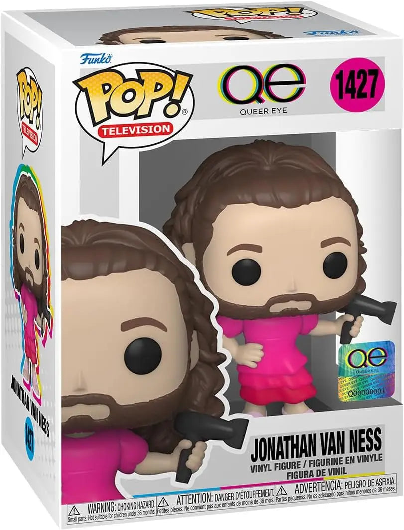Funko Pop! Jonathan Van Ness in pink dress holding a drink from Queer Eye collection