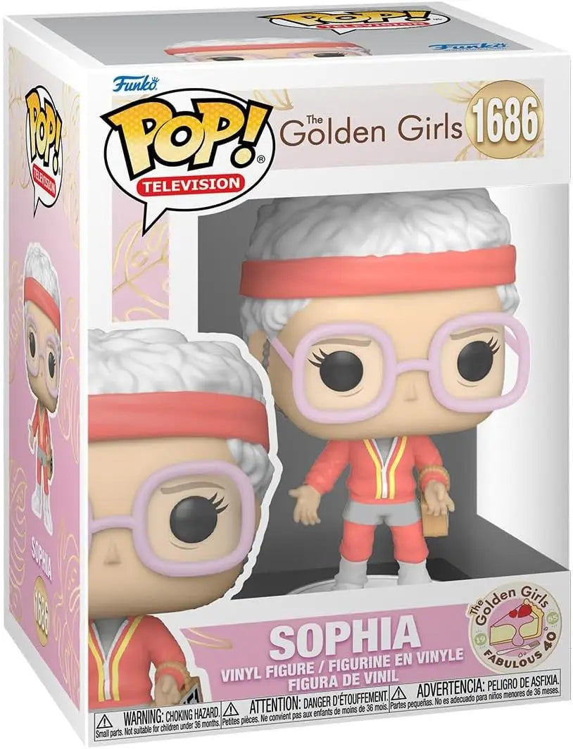 Funko Pop vinyl figure of Sophia from The Golden Girls in red tracksuit and headband