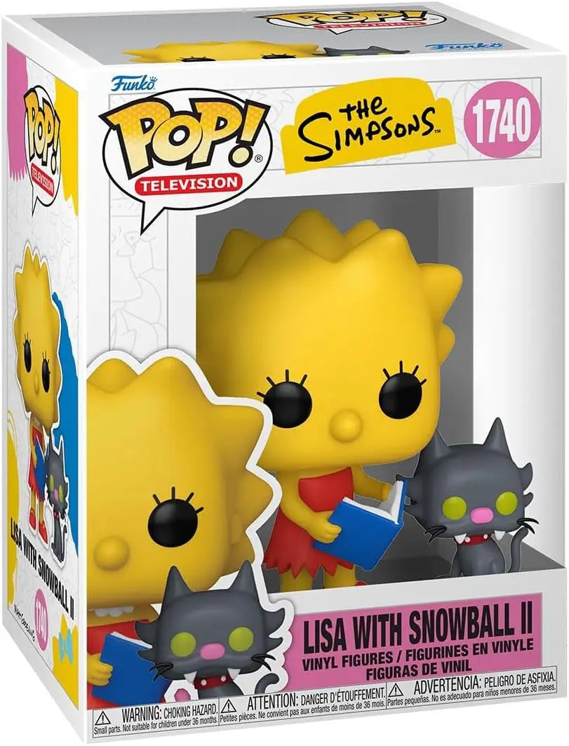 Funko POP TV Lisa Simpson vinyl figure holding a book with Snowball II from The Simpsons