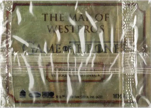 Plastic-wrapped trading card for the Game of Thrones Metal Case Topper Card WM 3/3
