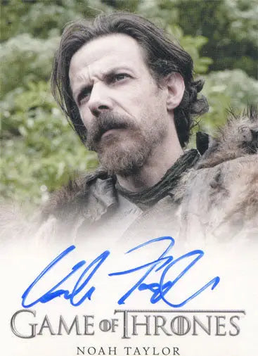 Autographed Game of Thrones trading card of Noah Taylor as Locke with long hair
