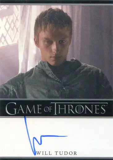 Autographed Game of Thrones trading card of Will Tudor as Olyvar from Season 4