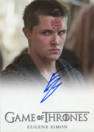 Headshot of Eugene Simon as Lancel Lannister on Game of Thrones trading card