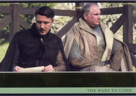Two men in dark and light attire on Game of Thrones Season 5 Gold Parallel Trading Card