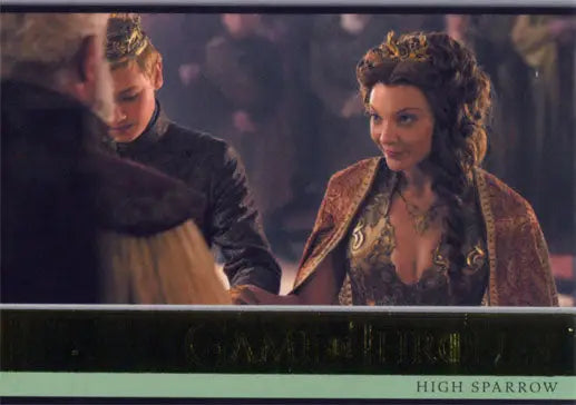 Two women in luxurious period costumes featured on Game of Thrones gold parallel trading card