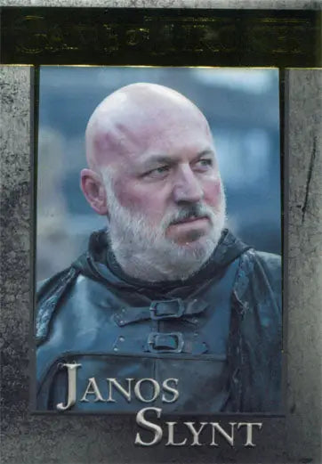 Portrait of a bald man with a white beard in a dark cloak on a Gold Parallel trading card